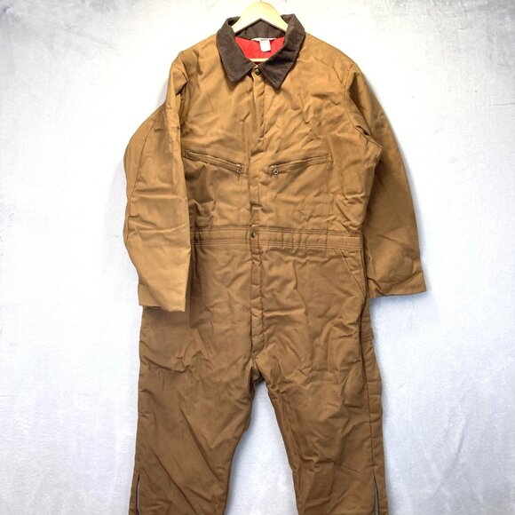 Vintage Key Imperial Canvas Duck Coveralls Mens XL Brown Insulated Quilted USA - Picture 1 of 16